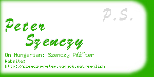 peter szenczy business card